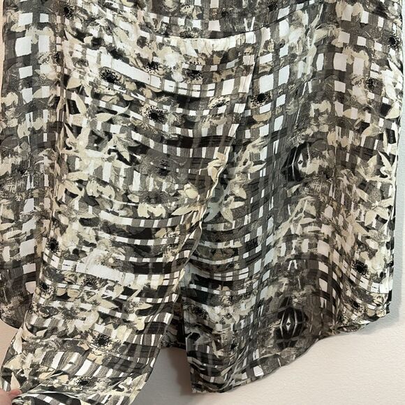 Apt. 9 | Women’s Gray & Beige Printed Chiffon Sleeveless Button Down Blouse M - Picture 7 of 7